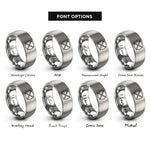 font options for inside engraving on gray crossed drumsticks circle rings