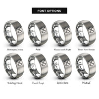 font options for inside engraving on gray crossed drumsticks circle rings