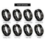 font options for inside engraving on black & silver crossed fire axes rings