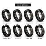 font options for inside engraving on black & silver crossed fire axes rings