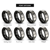 font options for inside engraving on black & grey crossed fire axes rings