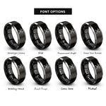 font options for inside engraving on black & gray crossed fire axes rings