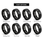 font options for inside engraving on black crossed fire axes rings