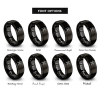 font options for inside engraving on black crossed fire axes rings