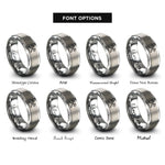 font options for inside engraving on silver crossed fire axes rings