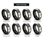 font options for inside engraving on black & silver crossed flutes rings
