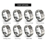 font options for inside engraving on grey crossed flutes rings