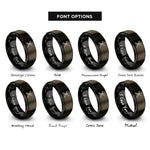 font options for inside engraving on gunmetal & black crossed flutes rings