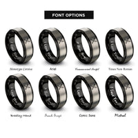font options for inside engraving on black & gray crossed fork knife rings
