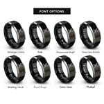 font options for inside engraving on black & silver crossed fork knife rings