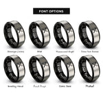 font options for inside engraving on black & grey crossed fork knife rings