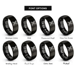 font options for inside engraving on black crossed fork knife rings