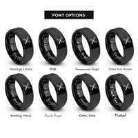 font options for inside engraving on black crossed fork knife rings