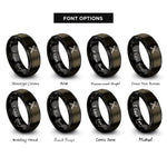 font options for inside engraving on gunmetal & black crossed fork knife rings