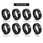 font options for inside engraving on black crossed fork spatula rings