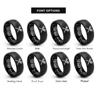 font options for inside engraving on black crossed fork spatula rings