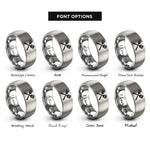 font options for inside engraving on silver crossed fork spatula rings