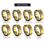 font options for inside engraving on black & gold crossed gears rings