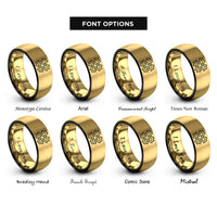 font options for inside engraving on black & gold crossed gears rings