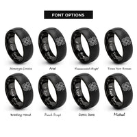 font options for inside engraving on black crossed gears rings