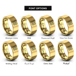 font options for inside engraving on gold crossed gears rings