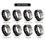 font options for inside engraving on black & gray crossed hammer wrench rings