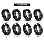 font options for inside engraving on black & grey crossed hammer wrench rings