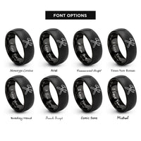 font options for inside engraving on black crossed hammer wrench rings
