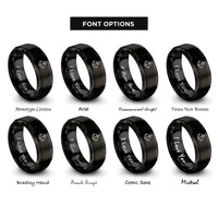 font options for inside engraving on black crossed hooks anchor rings