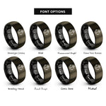 font options for inside engraving on gunmetal & black crossed hooks anchor rings