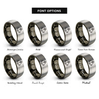 font options for inside engraving on gunmetal & silver crossed hooks anchor rings