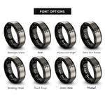 font options for inside engraving on black & silver crossed keys rings