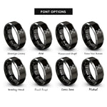 font options for inside engraving on black & gray crossed keys rings