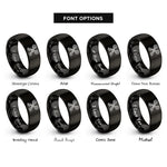 font options for inside engraving on black crossed keys rings