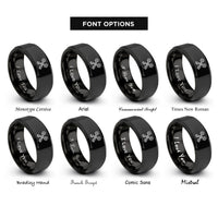 font options for inside engraving on black crossed keys rings