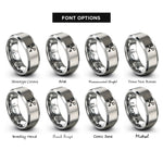 font options for inside engraving on gray crossed keys rings