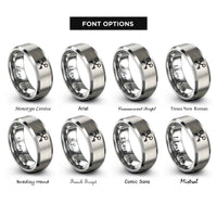font options for inside engraving on gray crossed keys rings