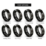 font options for inside engraving on black & grey crossed oars rope rings