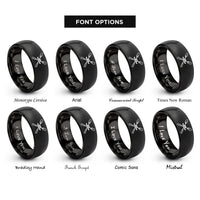 font options for inside engraving on black crossed oars rope rings