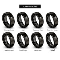font options for inside engraving on black crossed oars rope rings