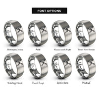 font options for inside engraving on gray crossed oars rope rings
