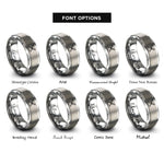 font options for inside engraving on grey crossed oars rope rings