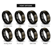 font options for inside engraving on gunmetal & black crossed oars rope rings