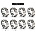 font options for inside engraving on gray crossed paddles wave rings