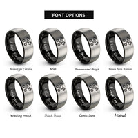 font options for inside engraving on black & grey crossed pistons rings