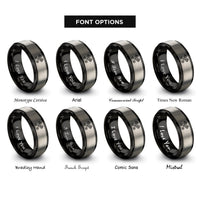 font options for inside engraving on black & silver crossed pistons rings