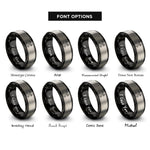font options for inside engraving on black & gray crossed pistons rings