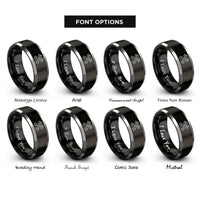 font options for inside engraving on black & silver crossed pistons rings
