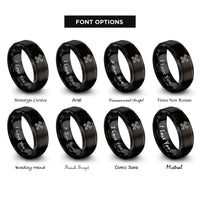 font options for inside engraving on black crossed pistons rings