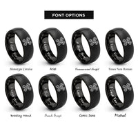 font options for inside engraving on black crossed pistons rings